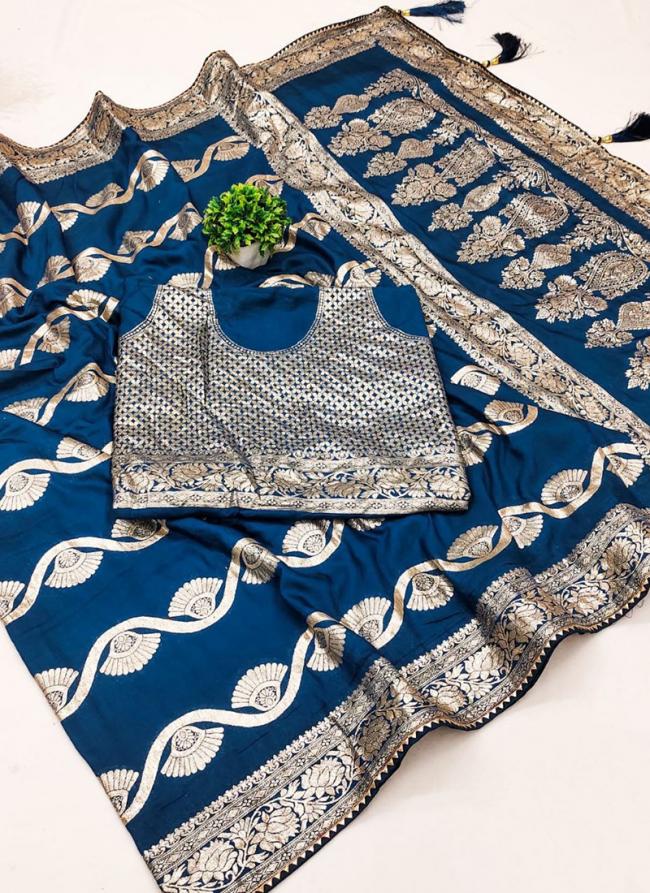 Dola Silk Blue Festival Wear Weaving Saree